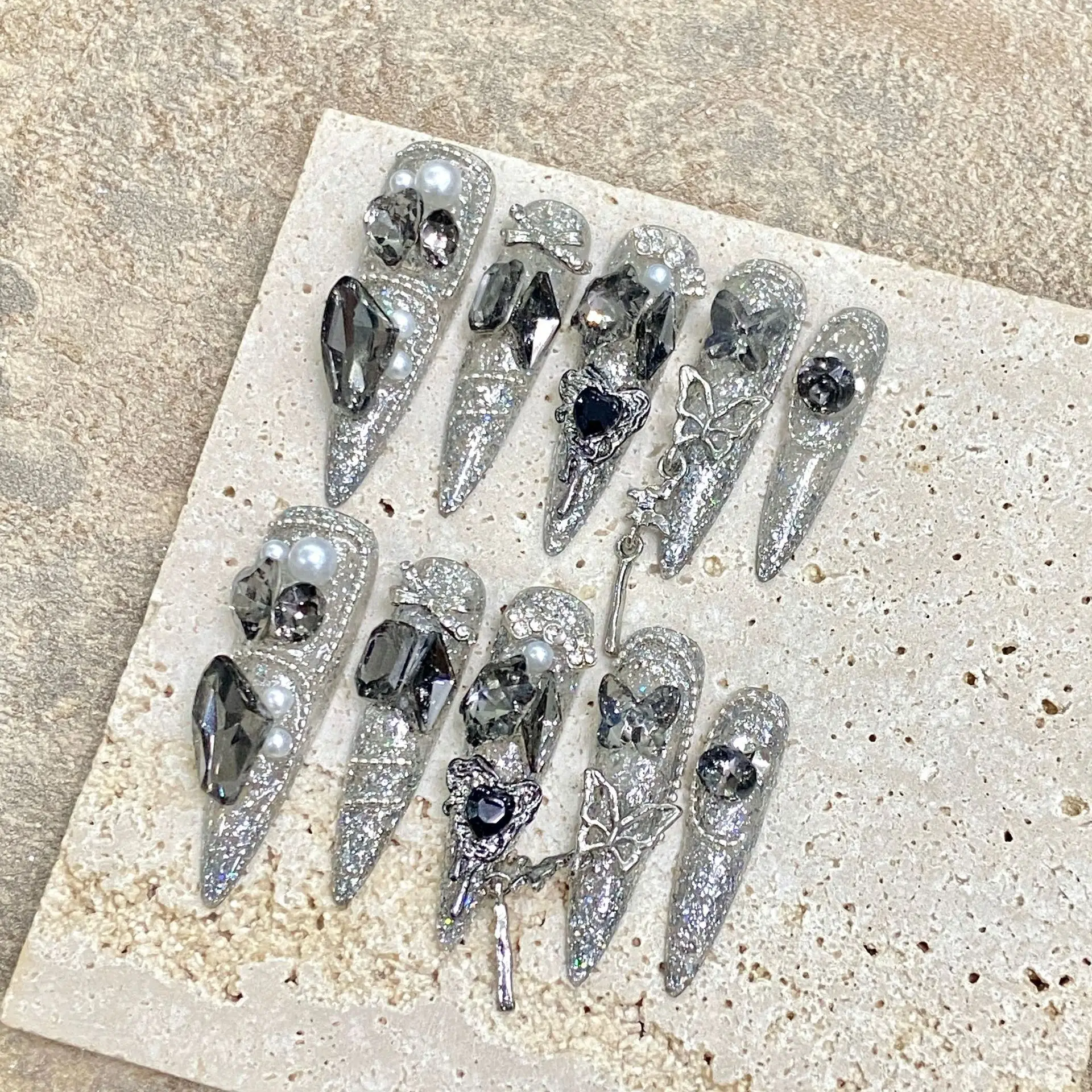 Wholesale Handmade Nails Reusable False Nails Long Almond Artificial Press ON Nails With Glue And Custom Packaging