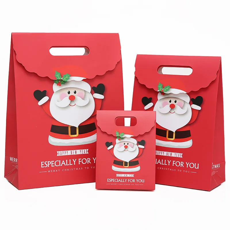 2024 New Design Tote Bag Merry Christmas Red And White Gift Bags Bio-degradable Packaging Bag