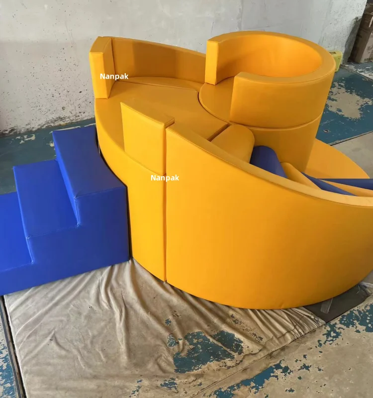 Beautiful nude grey white indoor equipment Circular stairs slide soft play equipment kids soft play for kid birthday event party