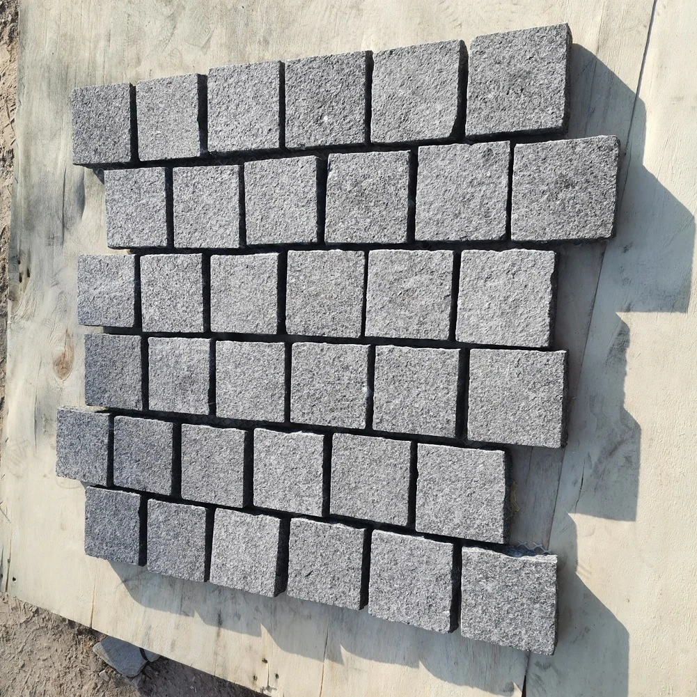 Samistone 100*100mm Granite Cobble Competitive Price Grey Granite Cobblestone for Driveway Pavers