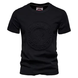 Loose fit  Wholesale OEM Custom Fashion Embossed Tee shirt 100% Cotton Embossed T Shirt