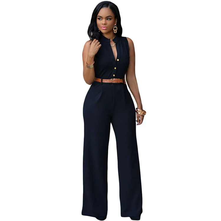 Newest Sleeveless Belt Fashion Women Ladies Jumpsuit