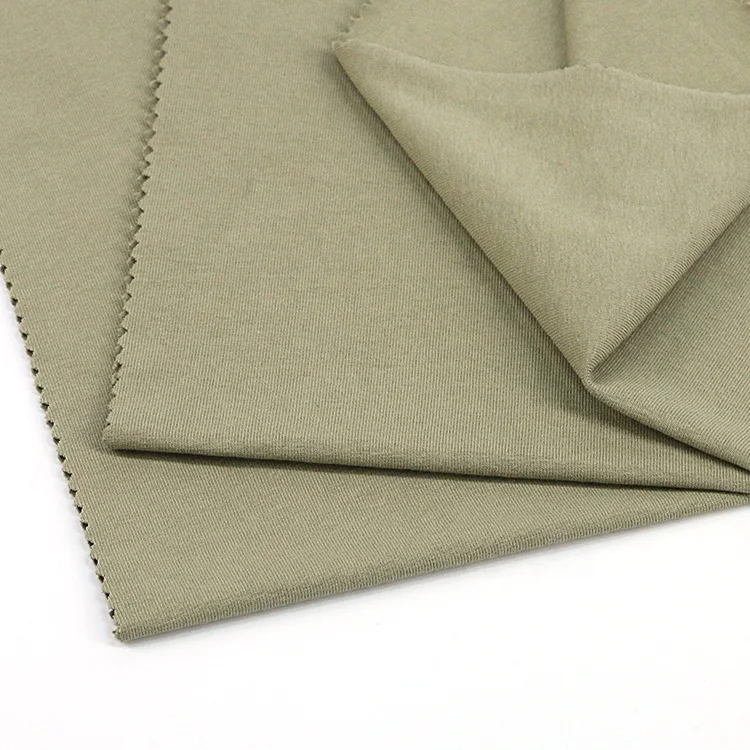 Imitation hemp single jersey dyed plain knitting 100% cotton fabric for T-shirt