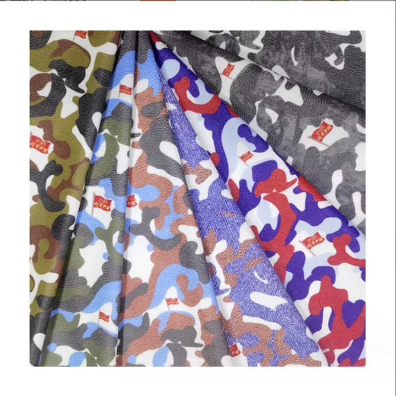 Camouflage glow in the dark leather PVC print synthetic leather for bags shoes clothing