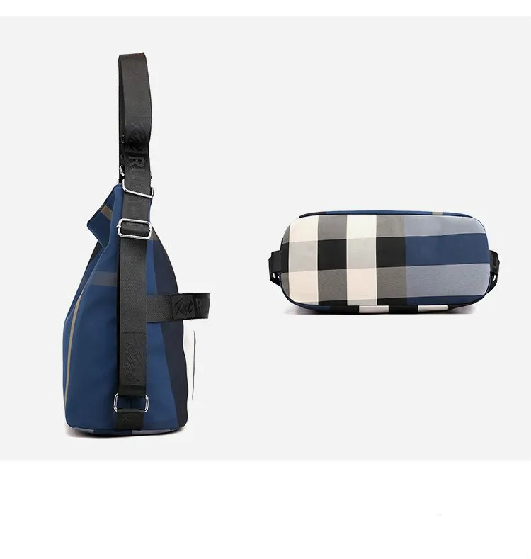 
Waterproof nylon backpack ykk customised plaid print women handbags 