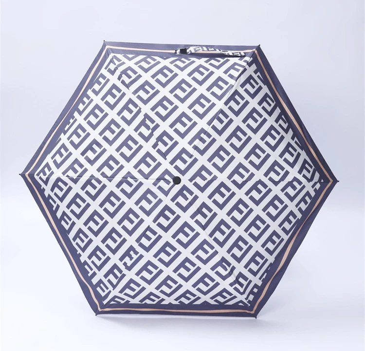 Good quality wholesale five-folding umbrella with black coat and pongee umbrella