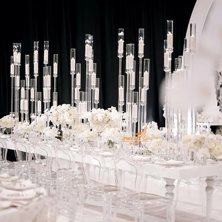 Новый Свадебный центральный элемент, высокие стеклянные трубки, подсвечник, хрустальный канделябр, настольные украшения на продажу