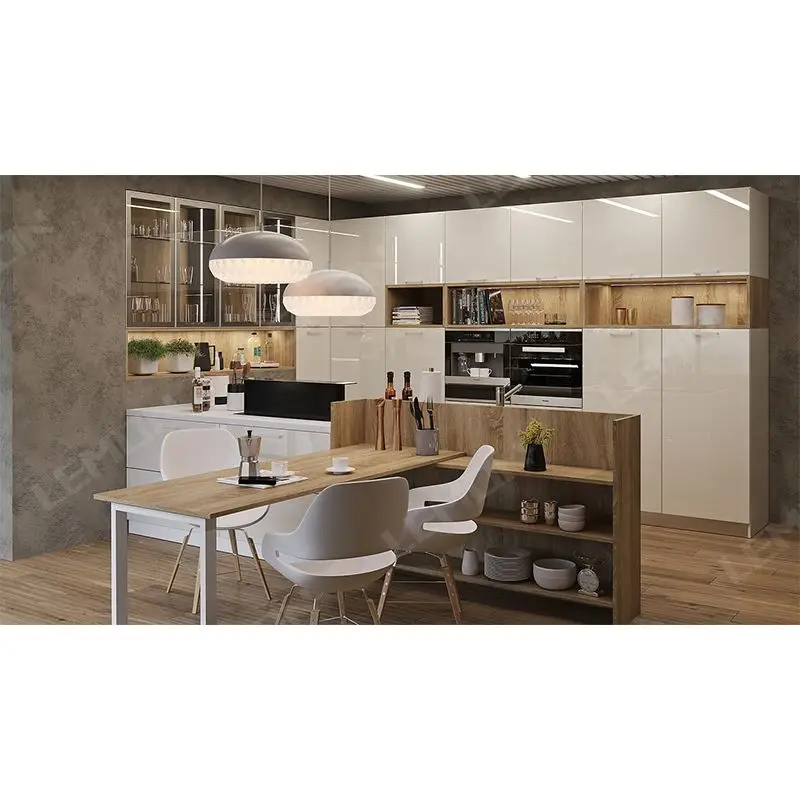 Modern Style Standard Engineering Moveable Office Linear Complete Set Modular Kitchen Smart Island Kitchen Cabinet