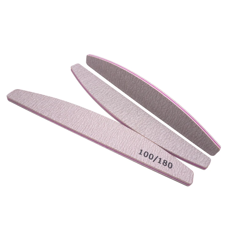 Hot Sale Wholesale Professional Manicure Tools High Quality Emery Board Half Moon Rectangle Nail File Zebra Grey 80 100 180