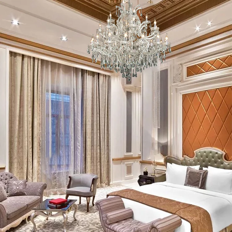 New crystal hotel decorative ceiling big modern european pendent light chandelier for foyer