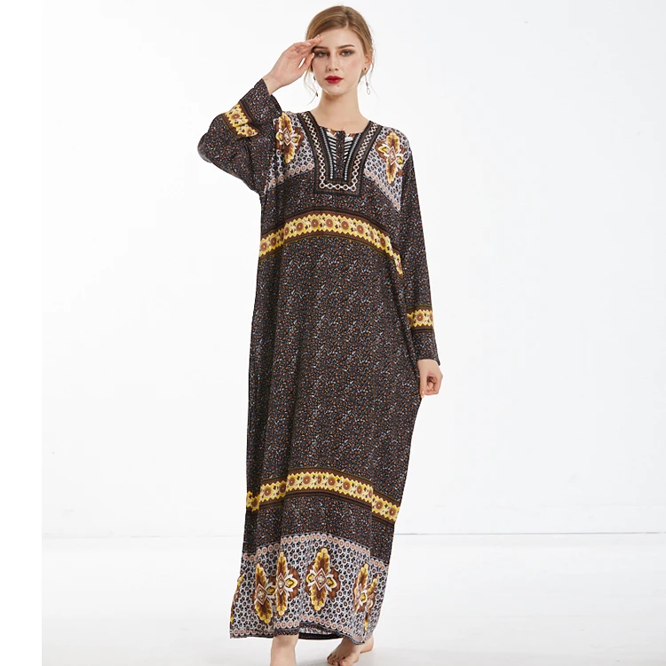 Muslim Long Maxi Robe Arab Embroidery Ethnic Islamic Women Clothing
