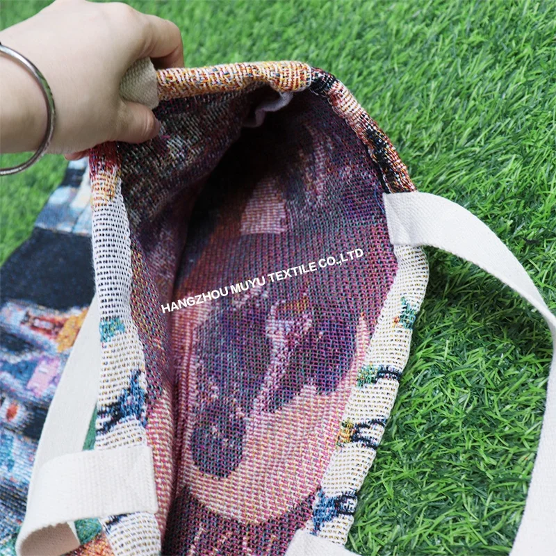 Quickly customize rappers Chris brown Logo Patterntapestry canvas bag Custom jacquard woven shopping bag