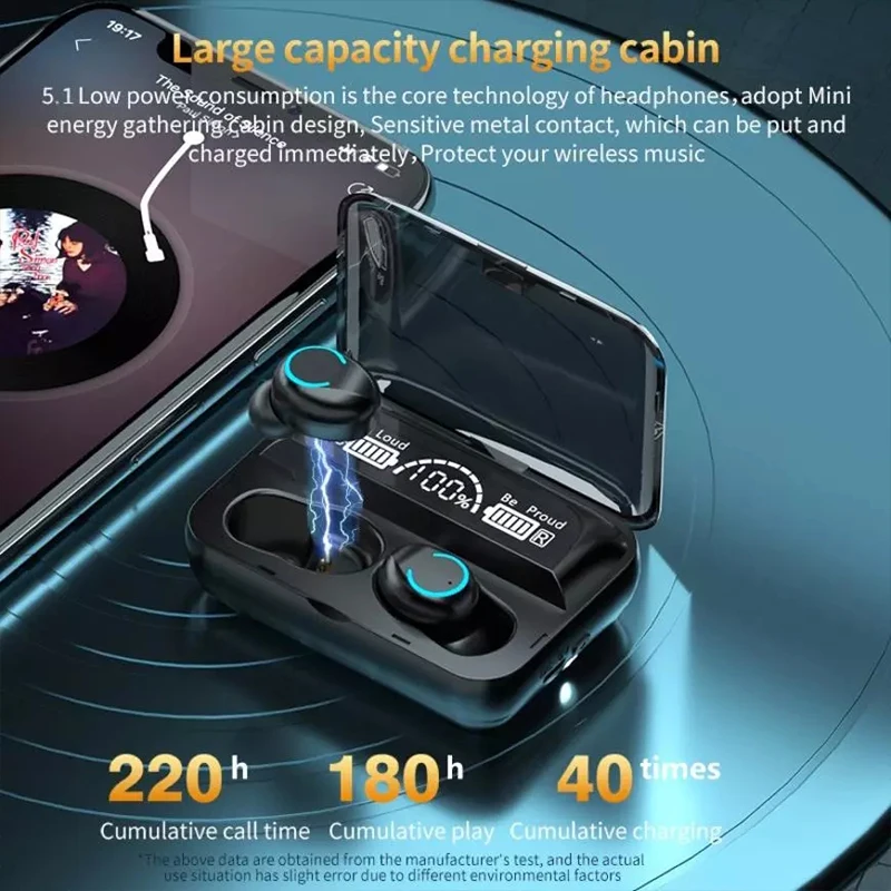 Music Sports TWS Earbuds F9-47 Smartphone Wireless In-Ear Gaming Headset Waterproof Earbuds with Power Bank