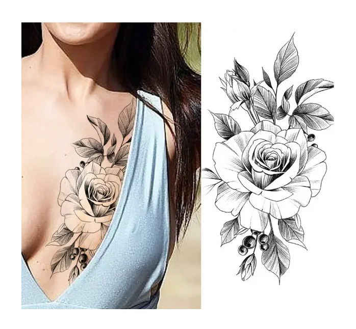 Custom Waterproof Flower Girls Body Temporary Tattoos For Women Stickers