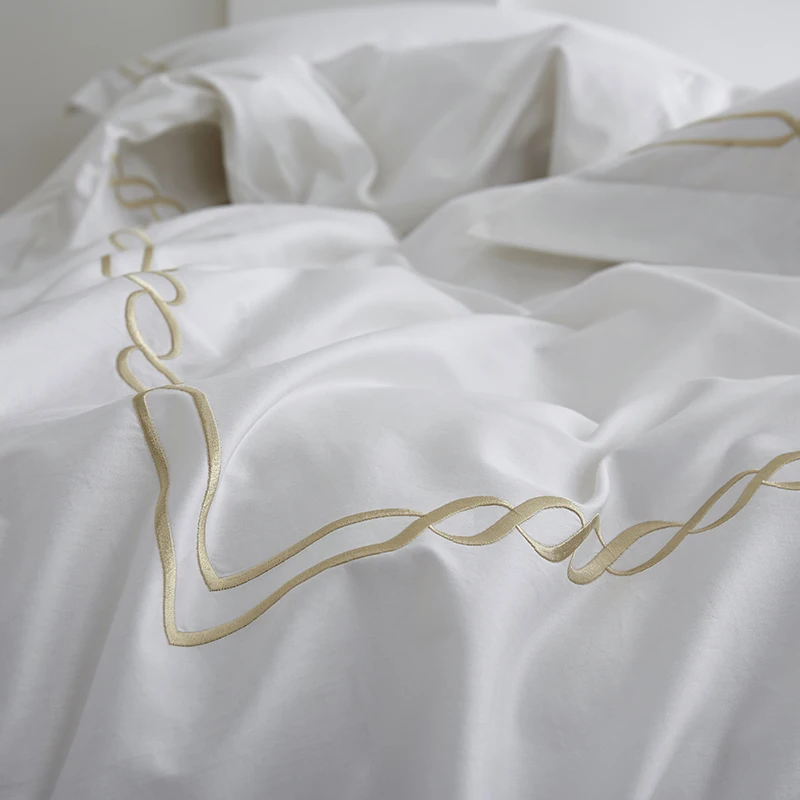 Luxury duvet cover Hotel bedding set Cotton White Bedding flat bedSheet Set 4 piece 100% cotton