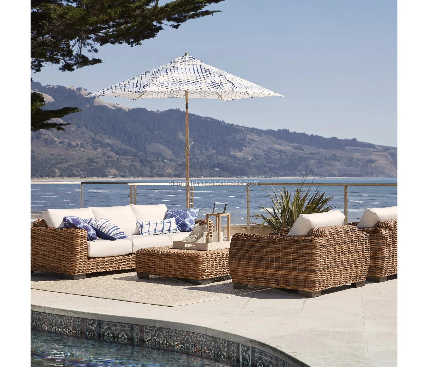 Best selling classical style outdoor furniture round rattan sofa set