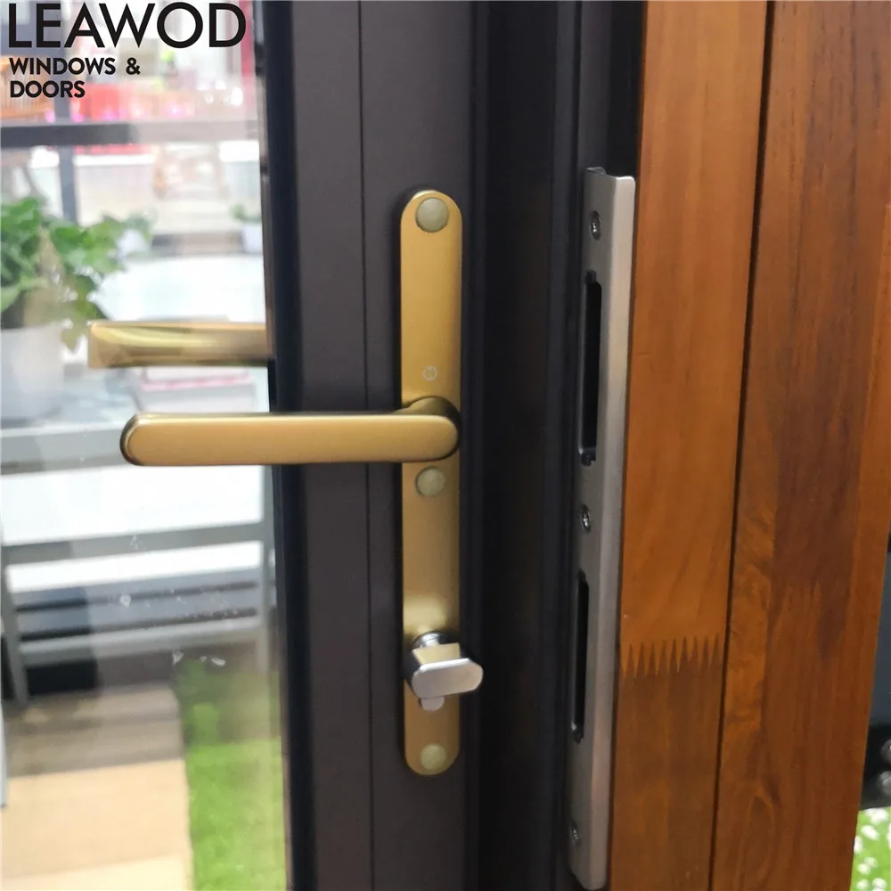 Aluminium Clading Wood French Door Wood Clad Aluminum Casement Doors with Screen