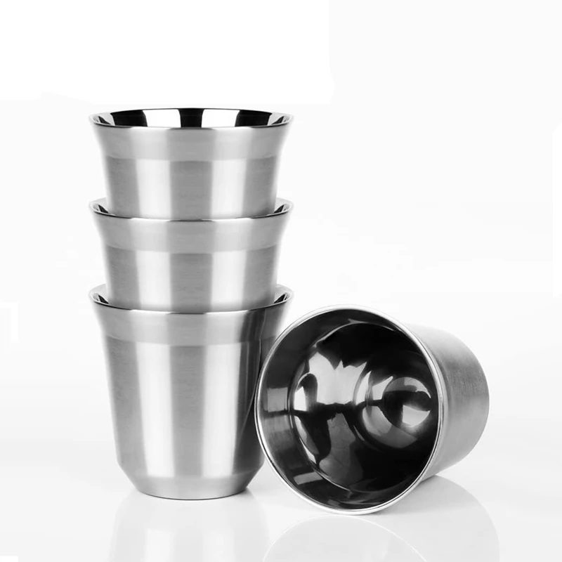 Wholesale 80ml Double Wall 304 Stainless Steel Vacuum Durable Insulated Heat Resistance Demitasse Espresso Cup Black
