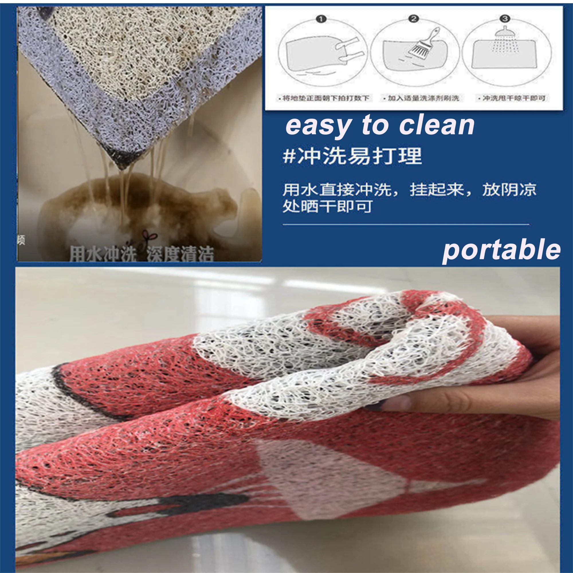 DIY cutting anti slip pvc floor mat water-proof coir doormat stain resistance tiger shape door mats for home