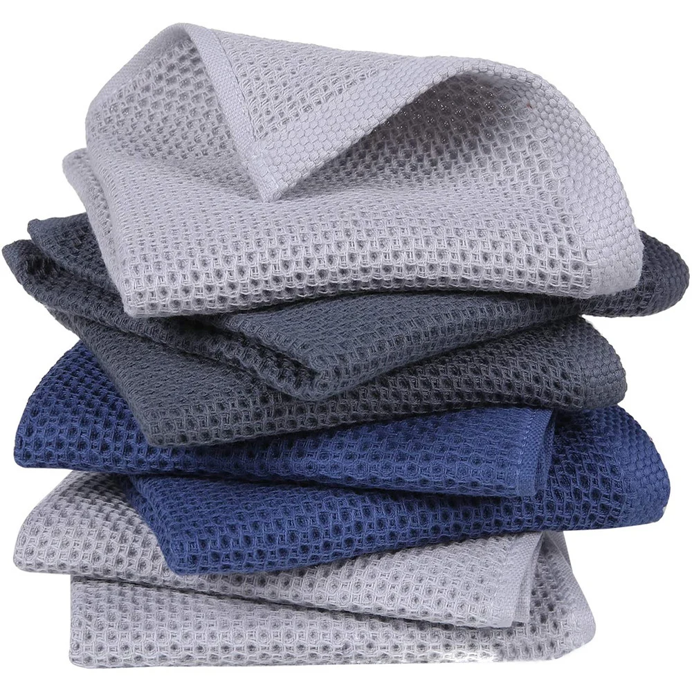Wholesale Waffle Weave Cotton custom Kitchen Towels wholesale Sets Soft Absorbent Quick Drying Honeycomb Dish Towel
