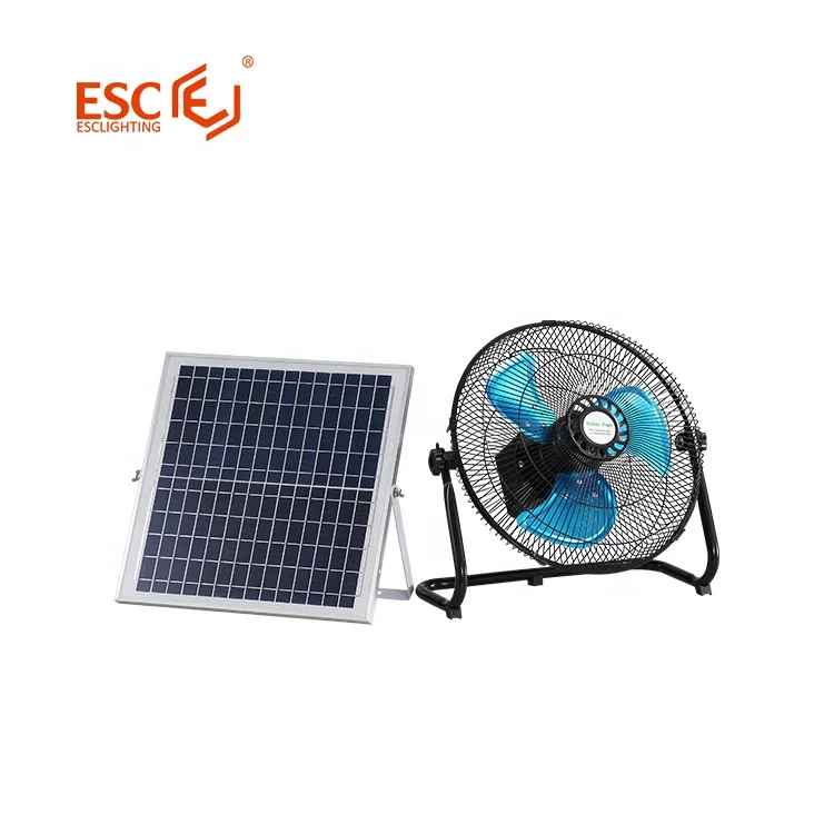 ESC LIGHTING 12 Inch 25w solar panel home portable stand rechargeable energy solar powered fan solar fan