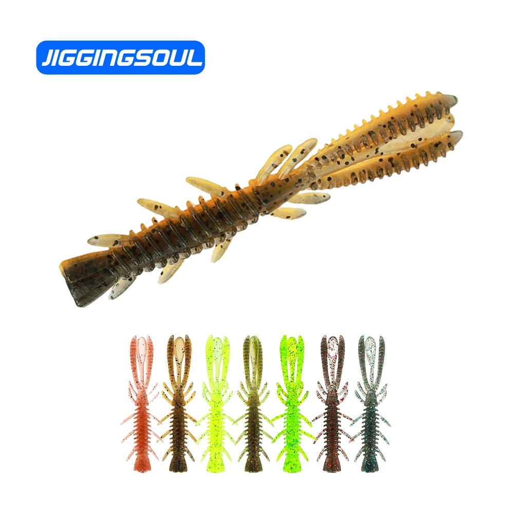 JINGGINGSOUL-SL109-5cm 6cm 7cm 15pcs Floating water pipi shrimp lure Soft Plastics Lure Rubber bait salt strong fishy smell