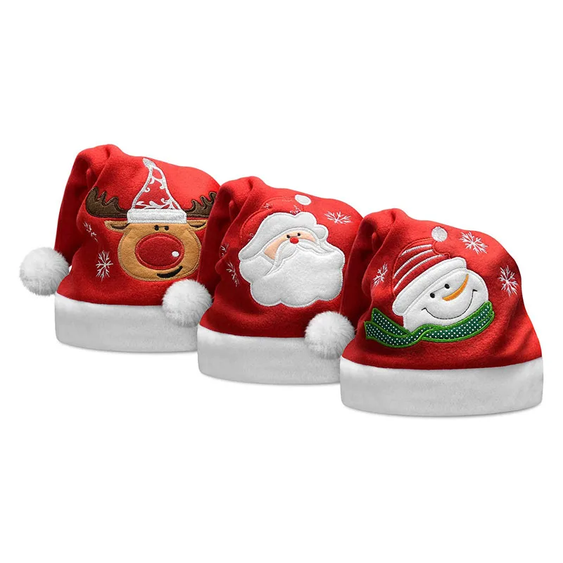 New Designer Kids Christmas Hat 11x14.6inch Red Santa Funny Plush Christmas Hats For Adults
