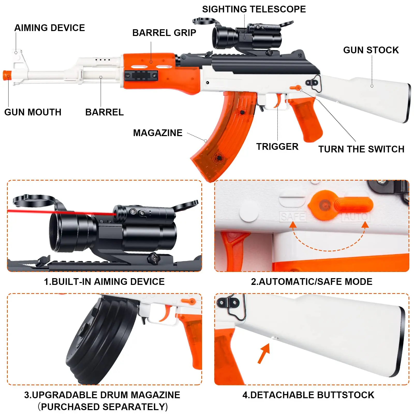 Water Gel Bomb Blaster Toy Gun Weapons Paintball Airsoft Gun AKM Gel Ball Blaster Suitable for Adults