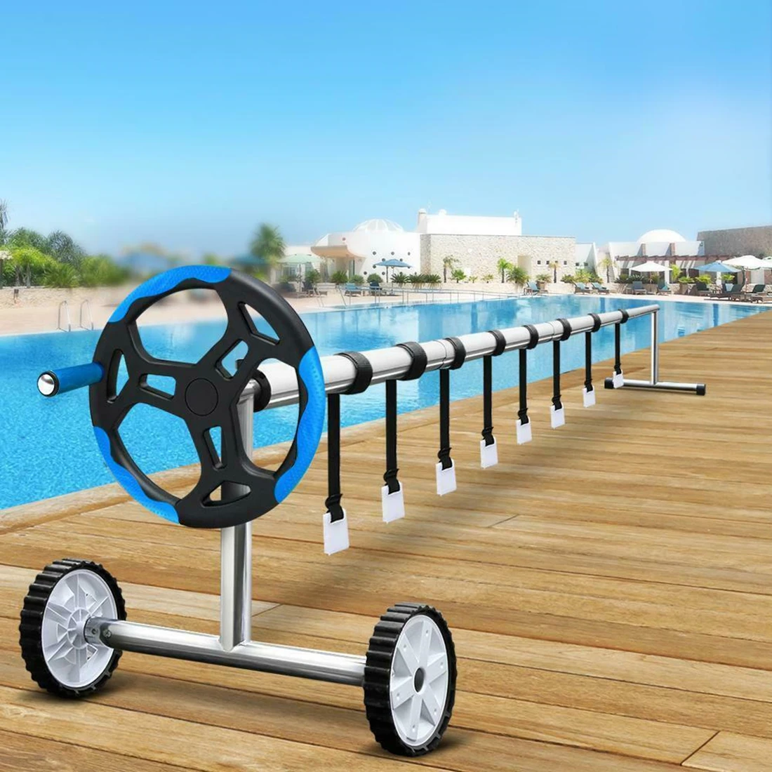 6m pool cover reel with aluminum pole roller for inground swimming pools