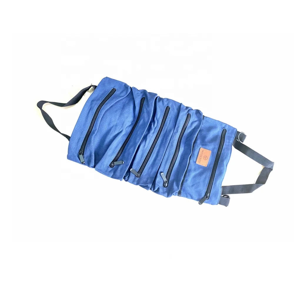 Heavy Duty Electrician Tool Bag Custom Tool Roll Up Pouch Wrench Roll Up Bag Multi-Purpose Canvas Tool Roll Organizer