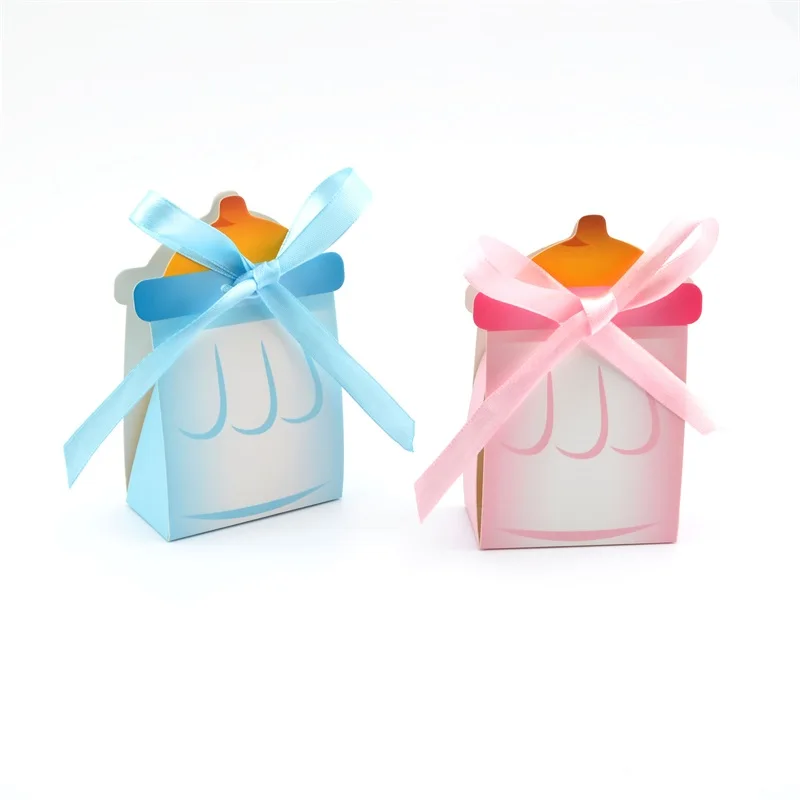 Wholesale Creative Baby Favors Box Feeding Bottle Shaped Paper Gift Candy Box for Baby Shower