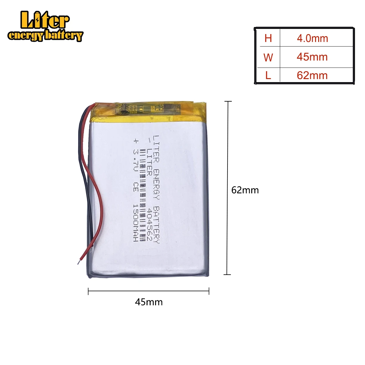 3.7V 1500mAh 404562 li-Polymer Li-ion Battery For small E-Book mp3 mp4 gps pedometer vehicle traveling data recorder