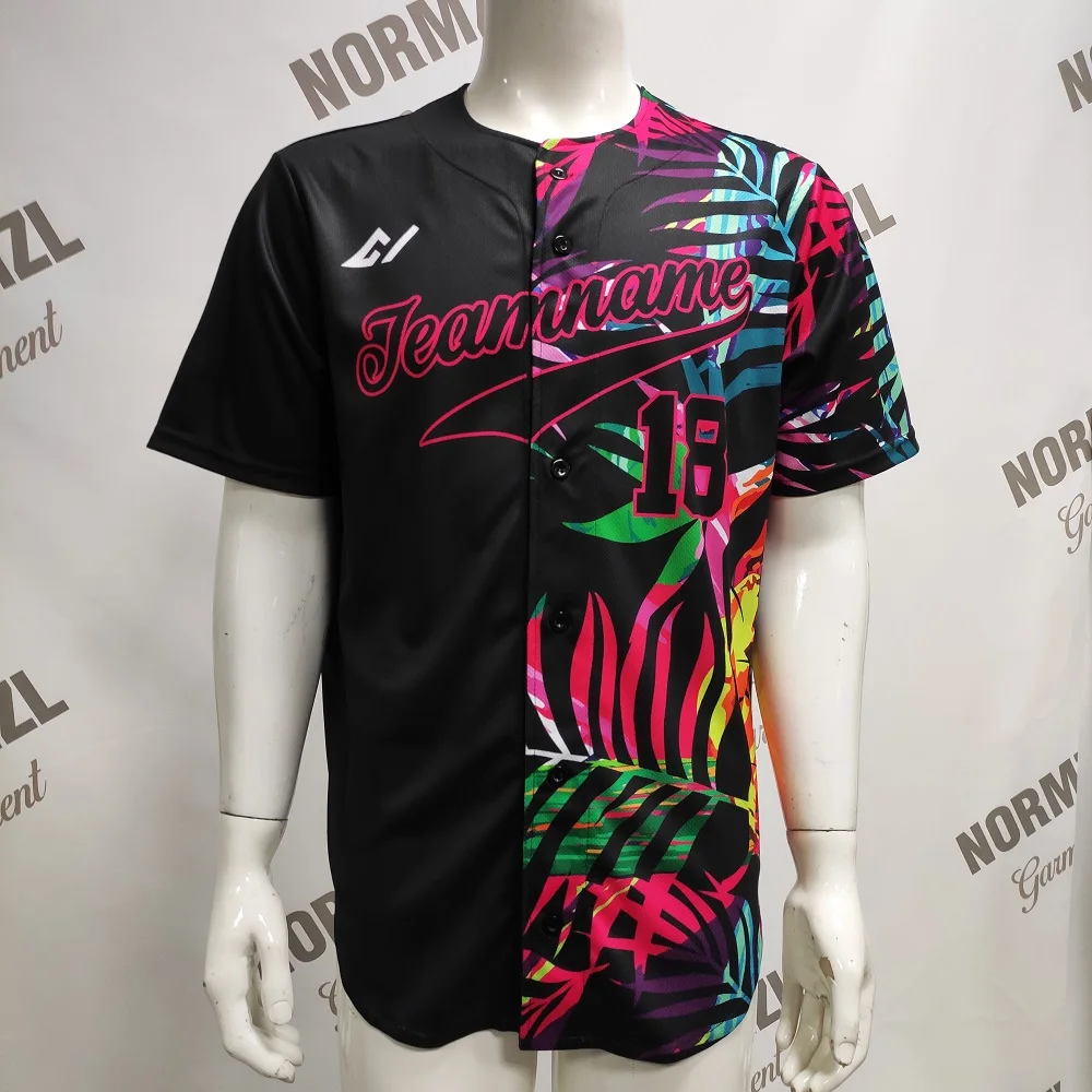 Custom Embroidery sublimation Baseball Uniform Shirt Wholesale Cheap Hawaii Style Baseball Jersey