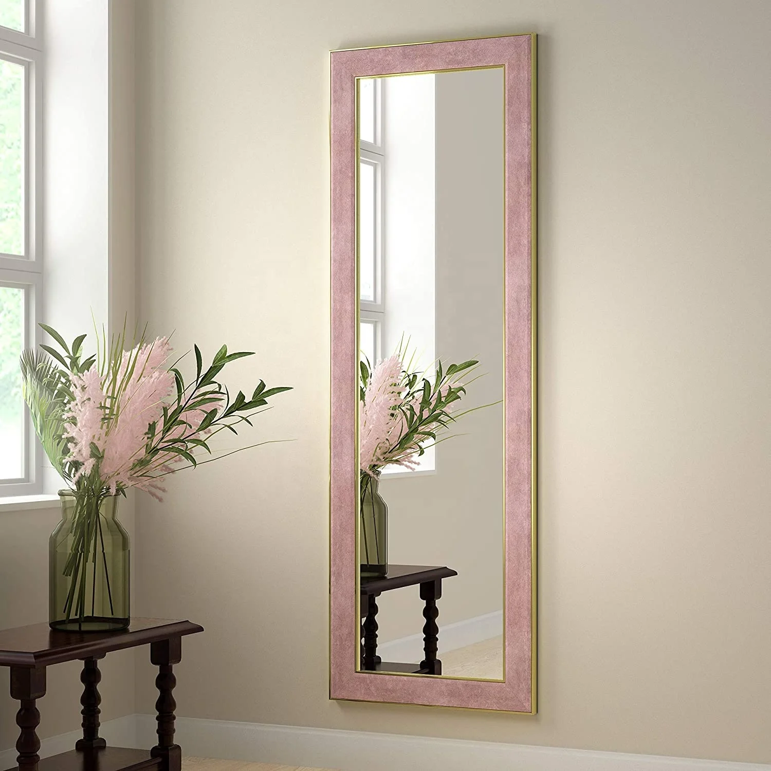 Amazon velvet mirror with stand Full Length Velvet Body Mirror for Home Decorative luxury large Mirror espejos decorativos