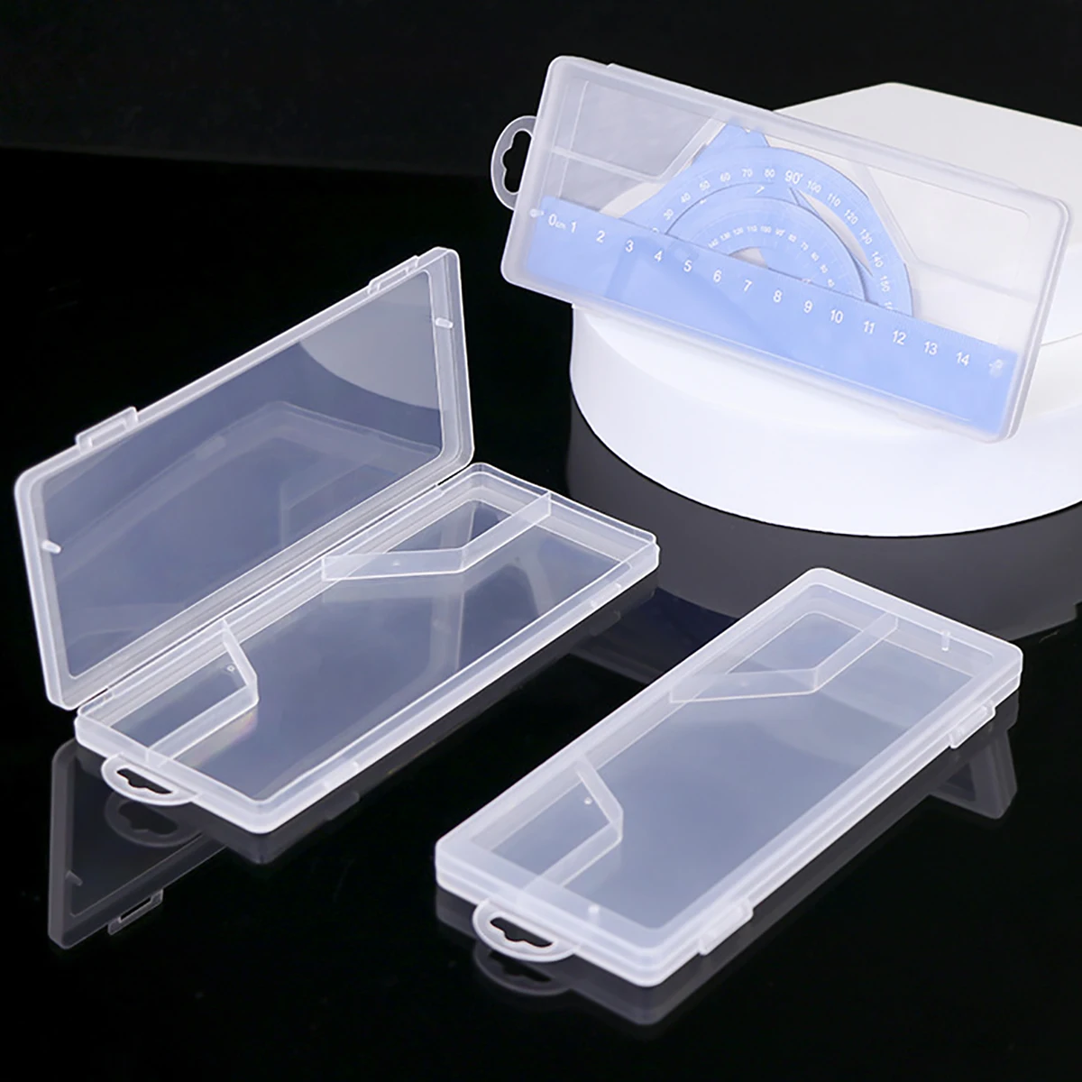 20cm Aluminum Ruler 4-Piece Set Ruler Compass Set Student Drawing Professional Learning Stationery Supplies