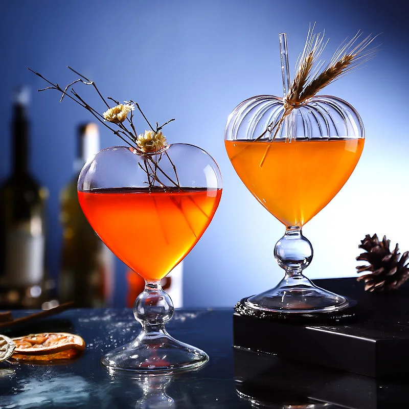 ins hot Heart shape love Cocktail Creative Japanese glass goblets Personalized bar heart-shaped glass