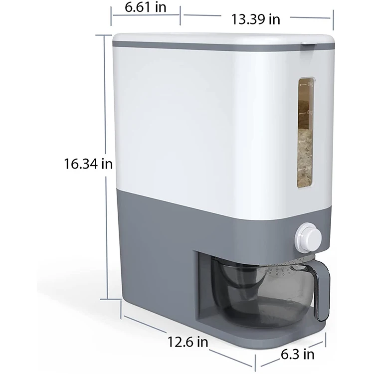 12 KG Automatic Plastic Cereal Rice Dispenser Storage Container Kitchen Organizer Box Food Tank with Measuring Cup