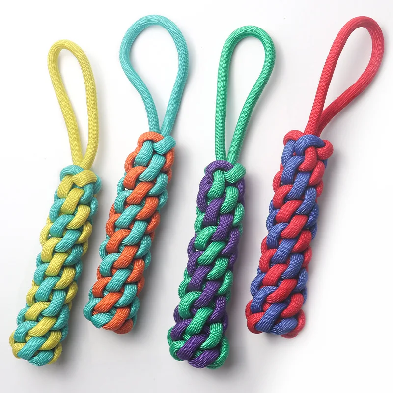 Wholesale color block polypropylene braided molar cleaning ball pet interactive rope dog chew toy
