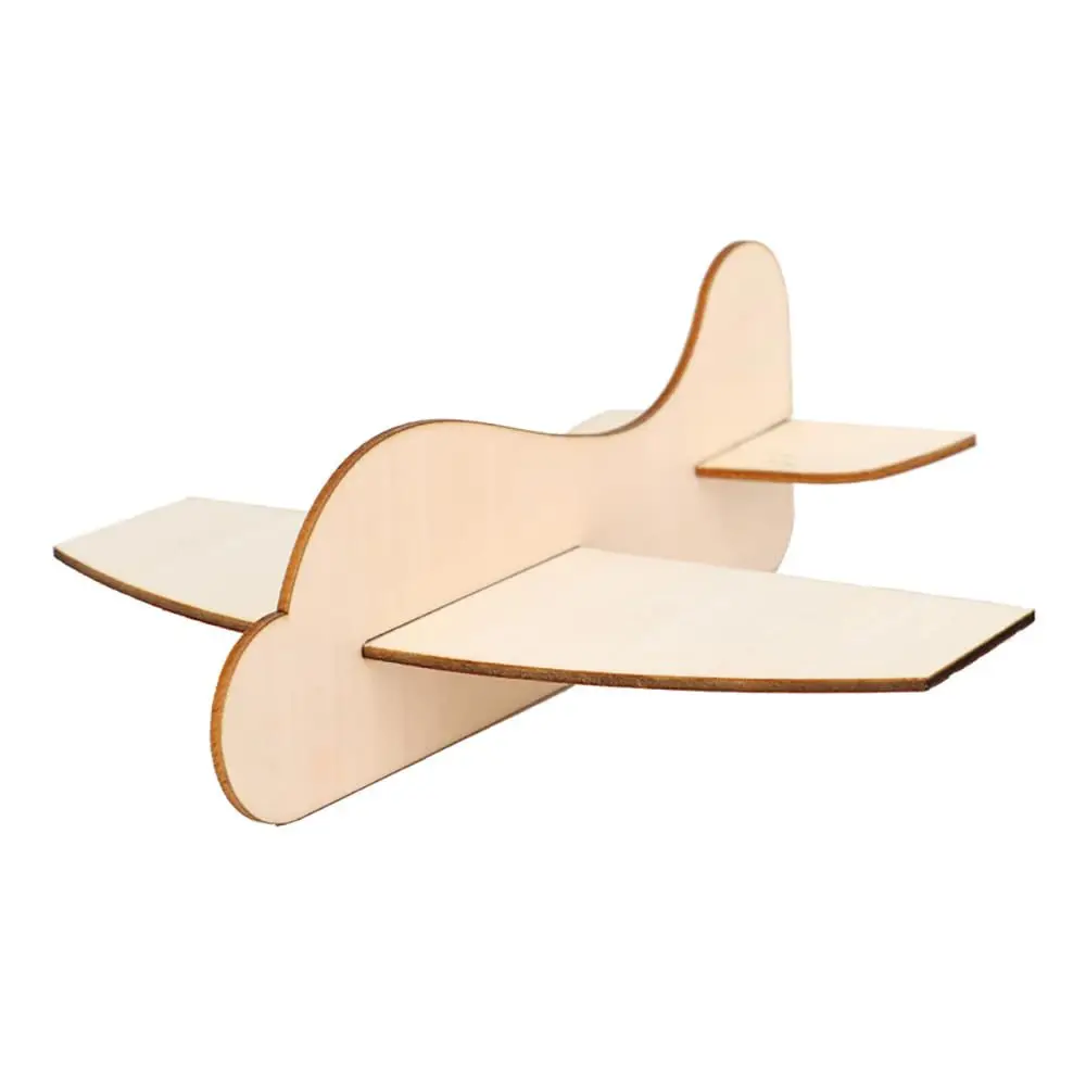 Creative wooden aircraft diy graffiti 3D assembled aircraft kindergarten puzzle diy white embryo aircraft wood chips
