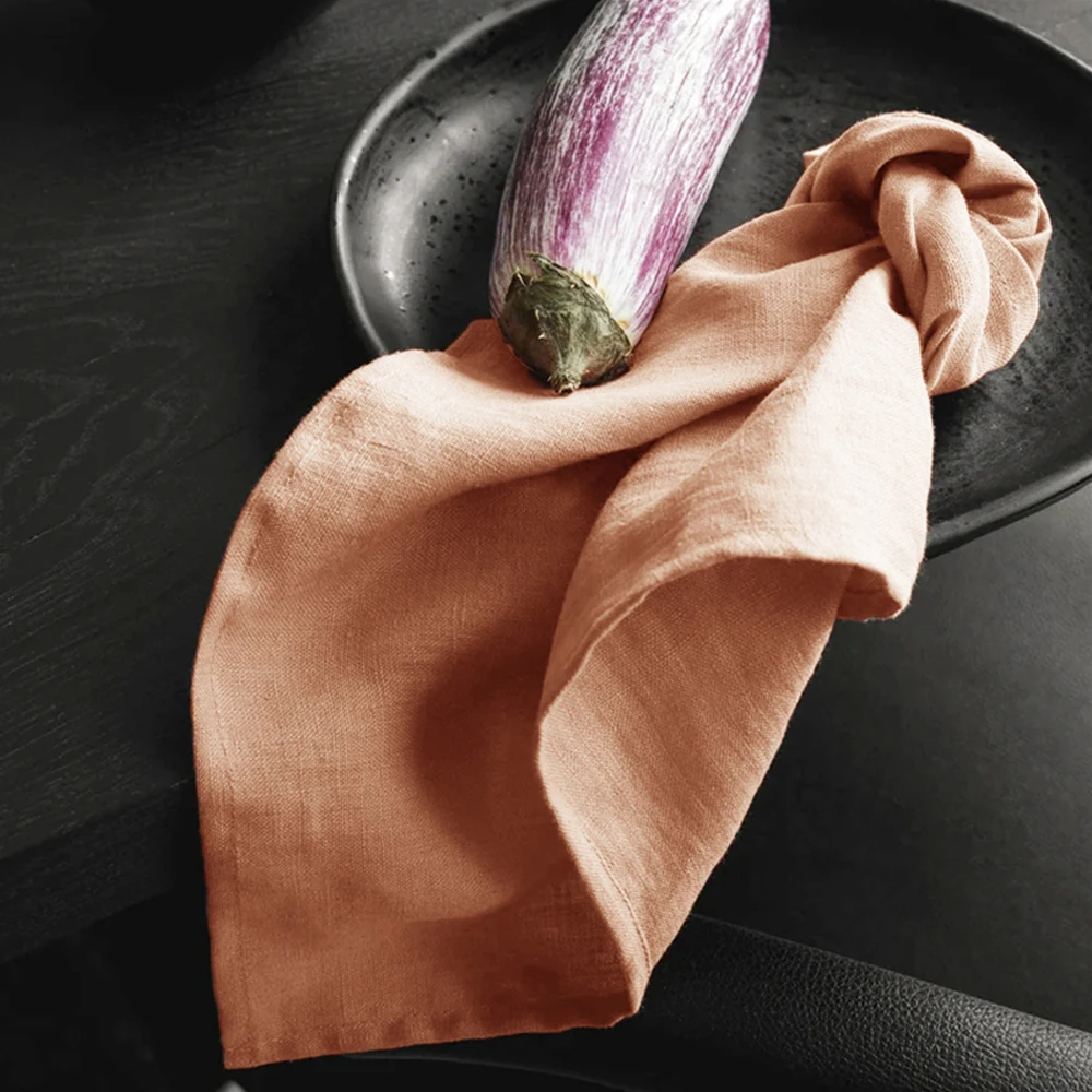 45*45cm 100% washed linen table napkins for home decor flounce linen Napkin tea towels with hemstitch embroidery wholesale