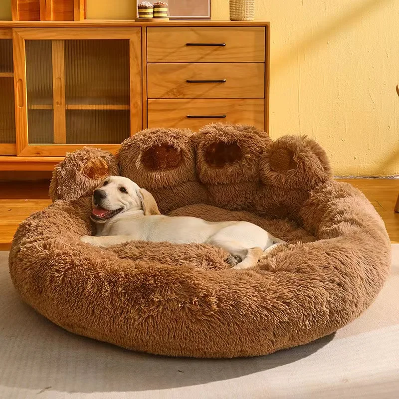 Four Seasons Cute bear paw Fleece-Lined and Breathable Medium and Large Sizes sofa bed for dogs