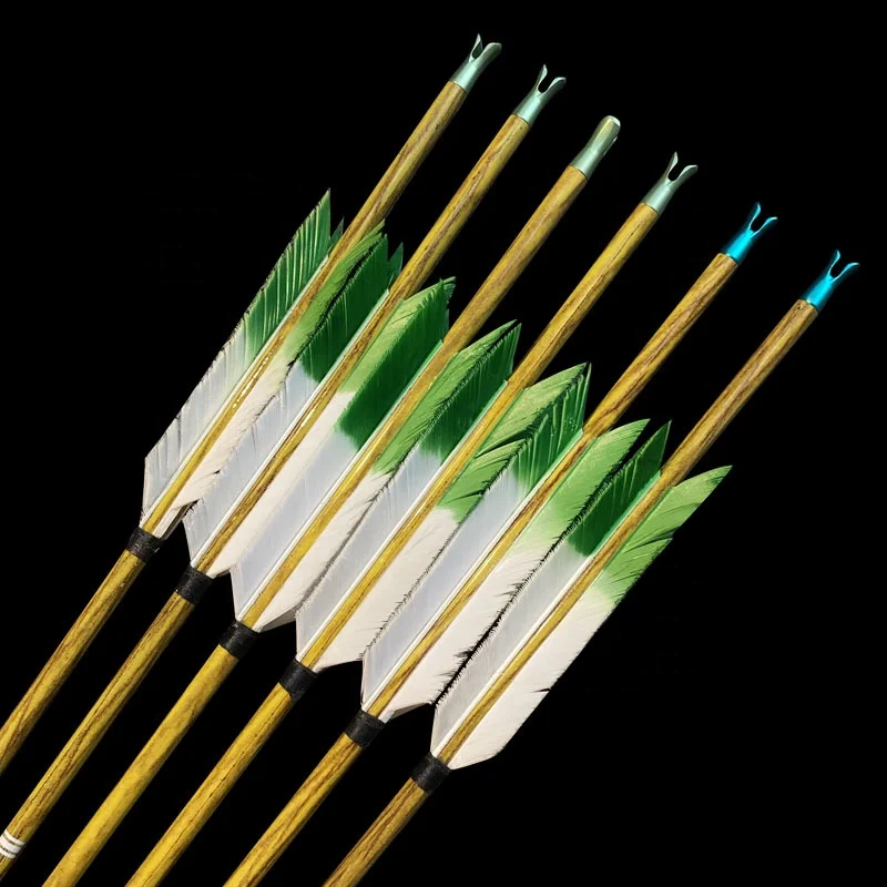Alibow Four Feather Carbon Arrows for Horse Back Archery Mounted Archery  Wooden Pattern