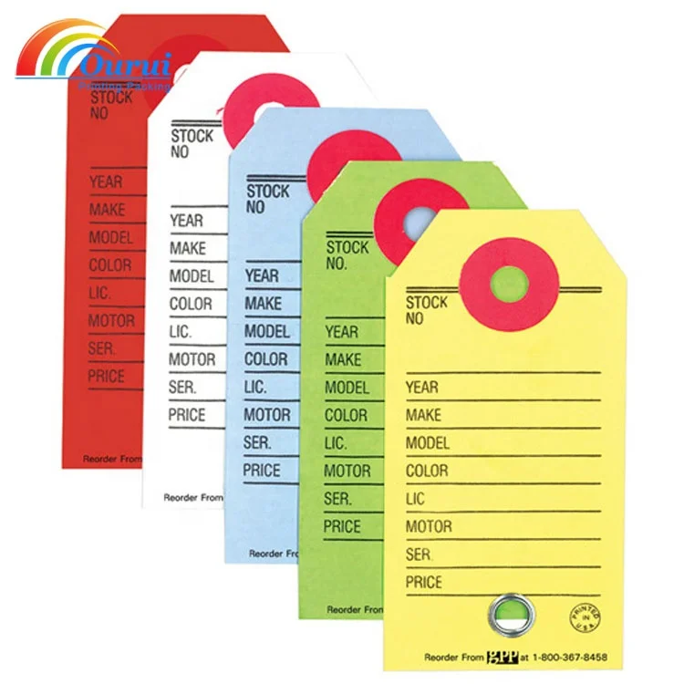 Hot sales car vinyl Poly Key Tag Yellow 250 per Box with Rings and Pens