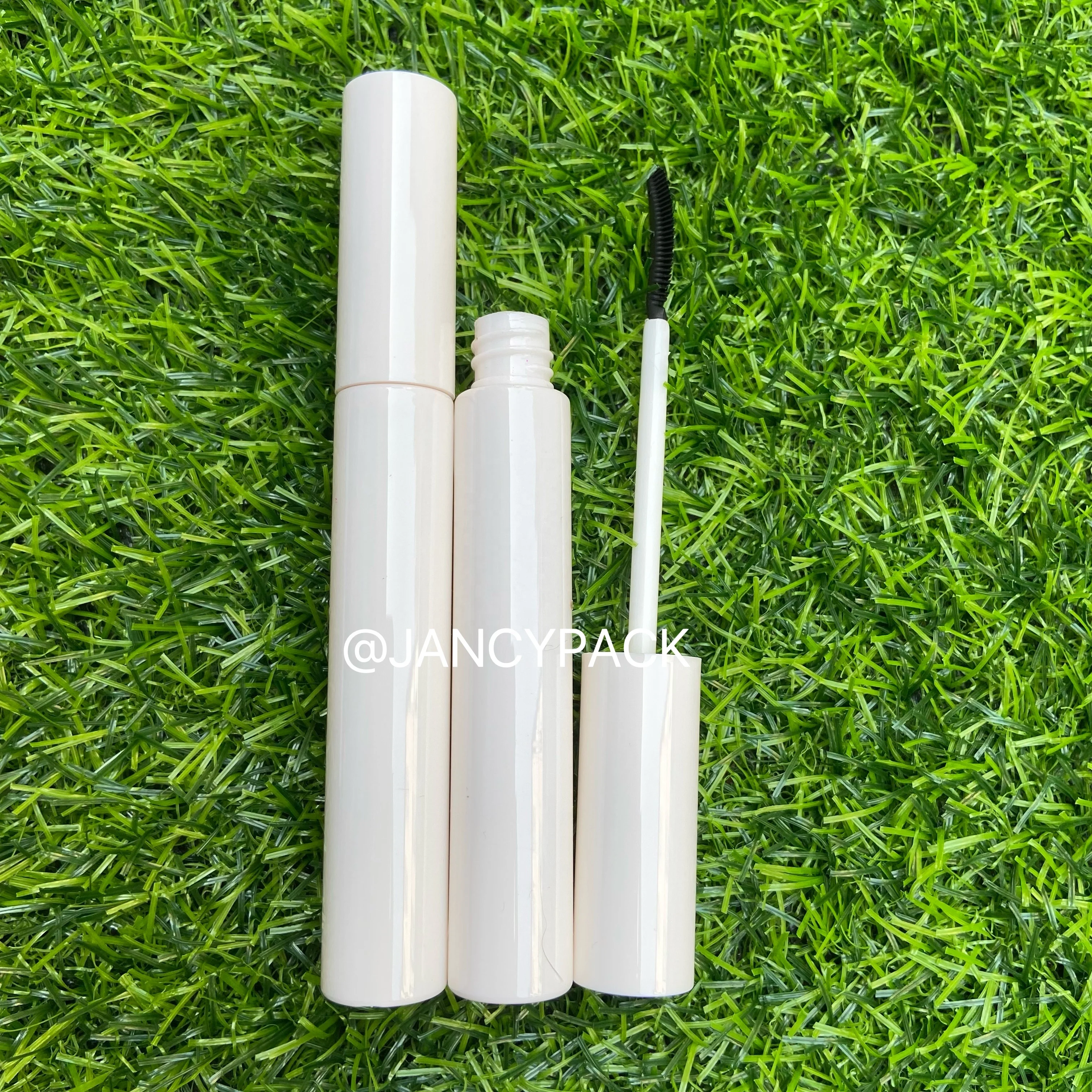 JANCY PACK 12ml full white black eyeliner bottle empty clear frost bottle round lip gloss tubes with wands mascara container