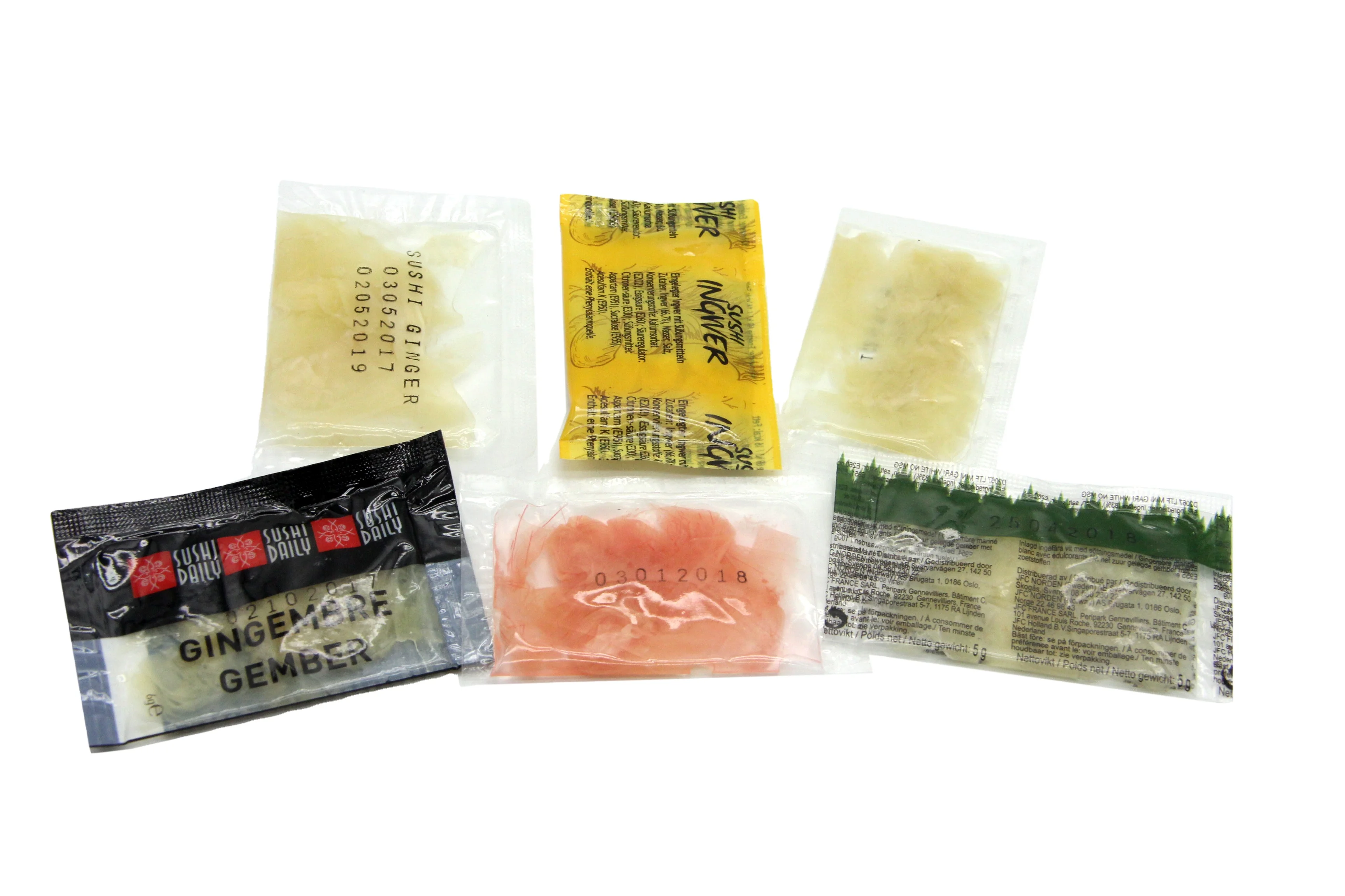Instant convenience food with sushi 5g package White and Pink Pickled Sushi Ginger