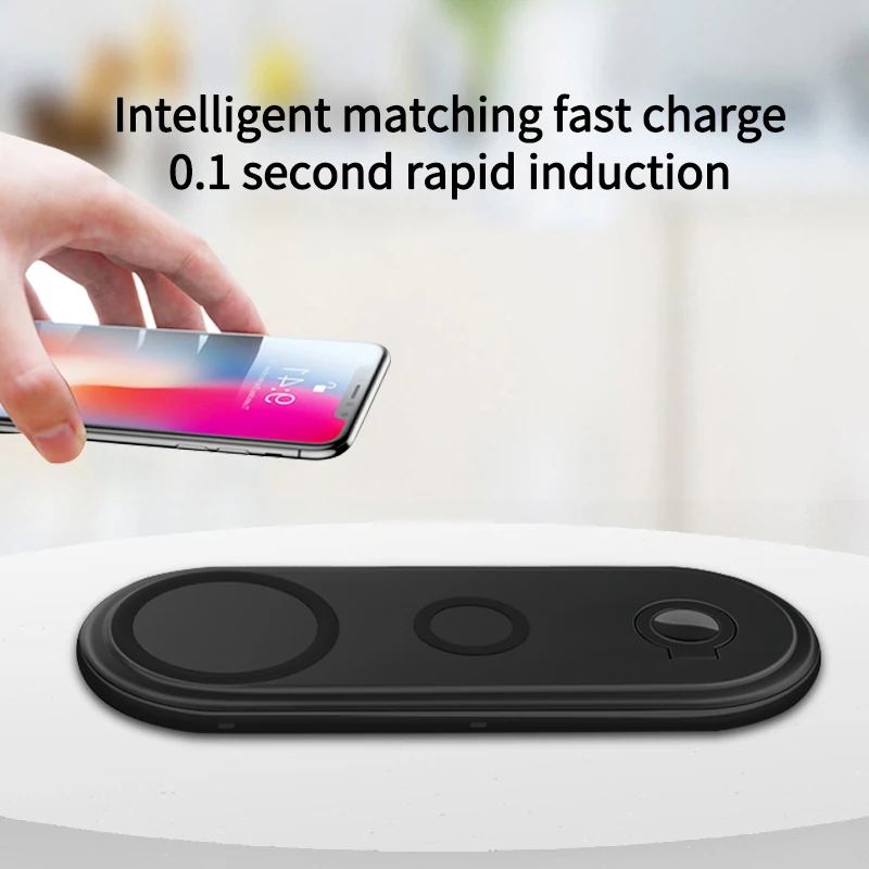 Latest 3 in 1 Fast Wireless Charger fo 15W New Desktop Charger for IOS Smart Phones Watches and Headsets/Earphones
