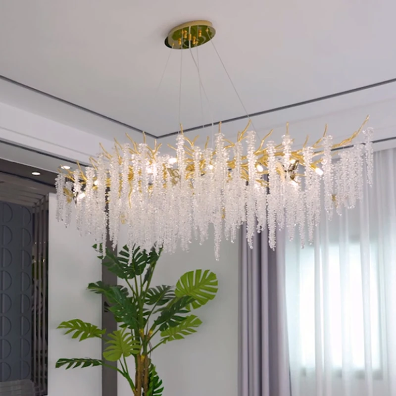 Rustic Villa Hanging Fitting Living Room Chandelier Art Design Luxury Modern Crystal Chandelier