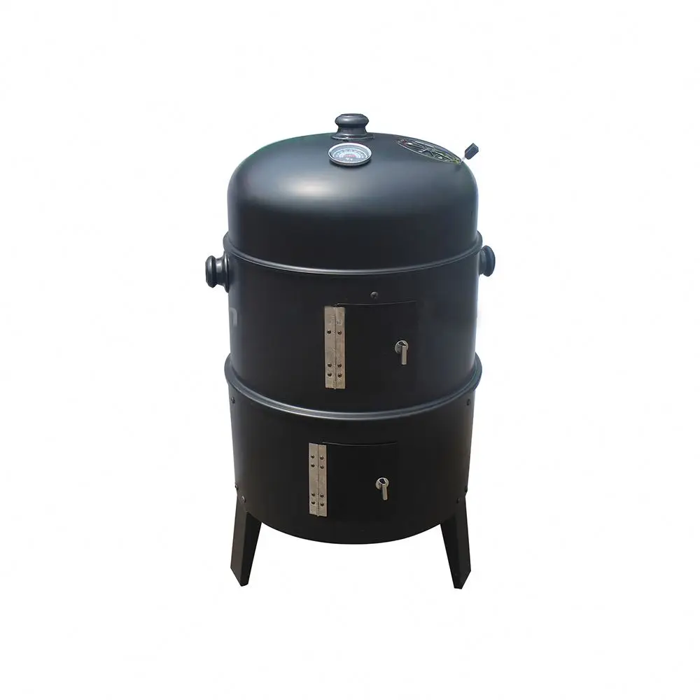 Hot Selling 3 Layers Tower Vertical Barrel Charcoal Bbq Grill Smoke Oven