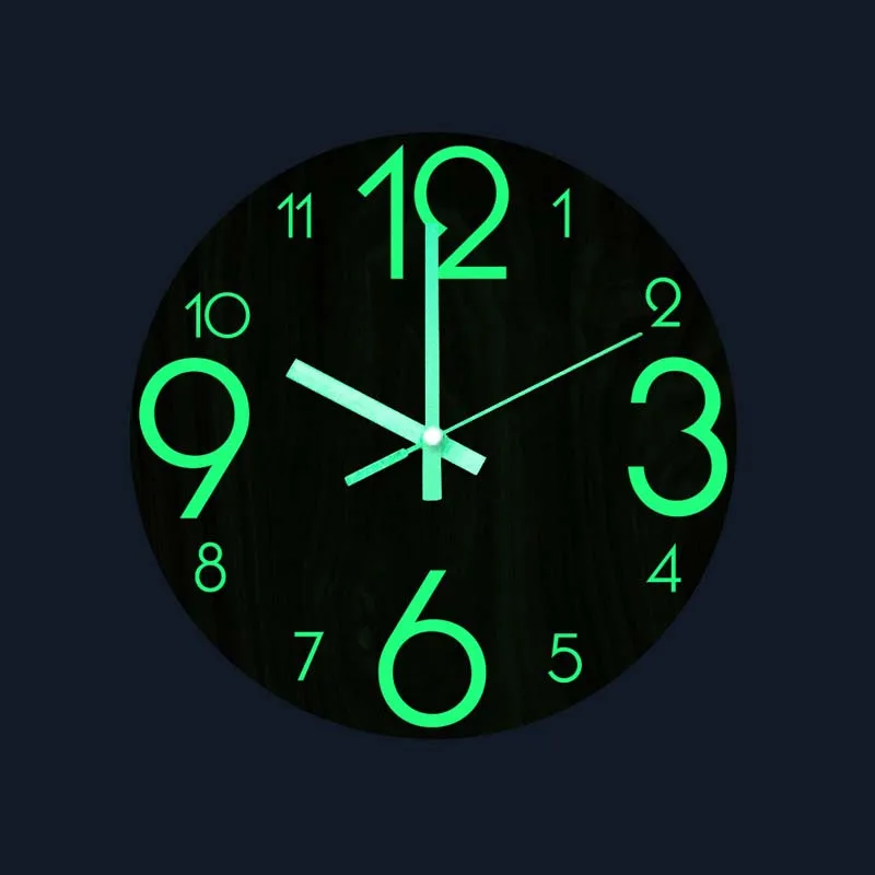 Cross-border luminous wall clock digital pointer living room bedroom green light clock mute movement decorative wall sticker