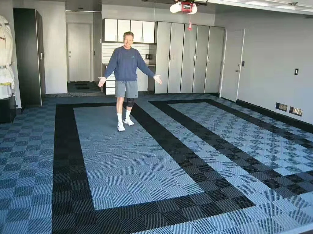 Pp Floor Tiles CE /modular System Suspended Plastic for Garage , Showroom, Warehouse Dalle Pvc Sol Garage 18mm Interlocking LF